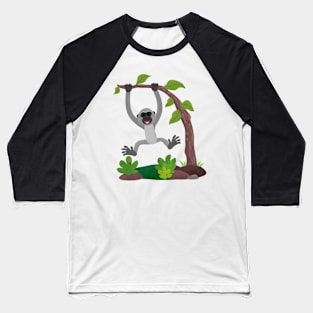 Cute happy gibbon ape cartoon illustration Baseball T-Shirt